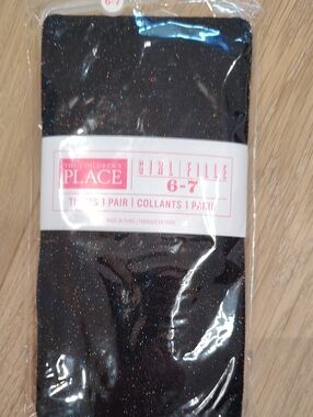 The Children's Place Black Glitter Tights with Multicolor Sparkle
